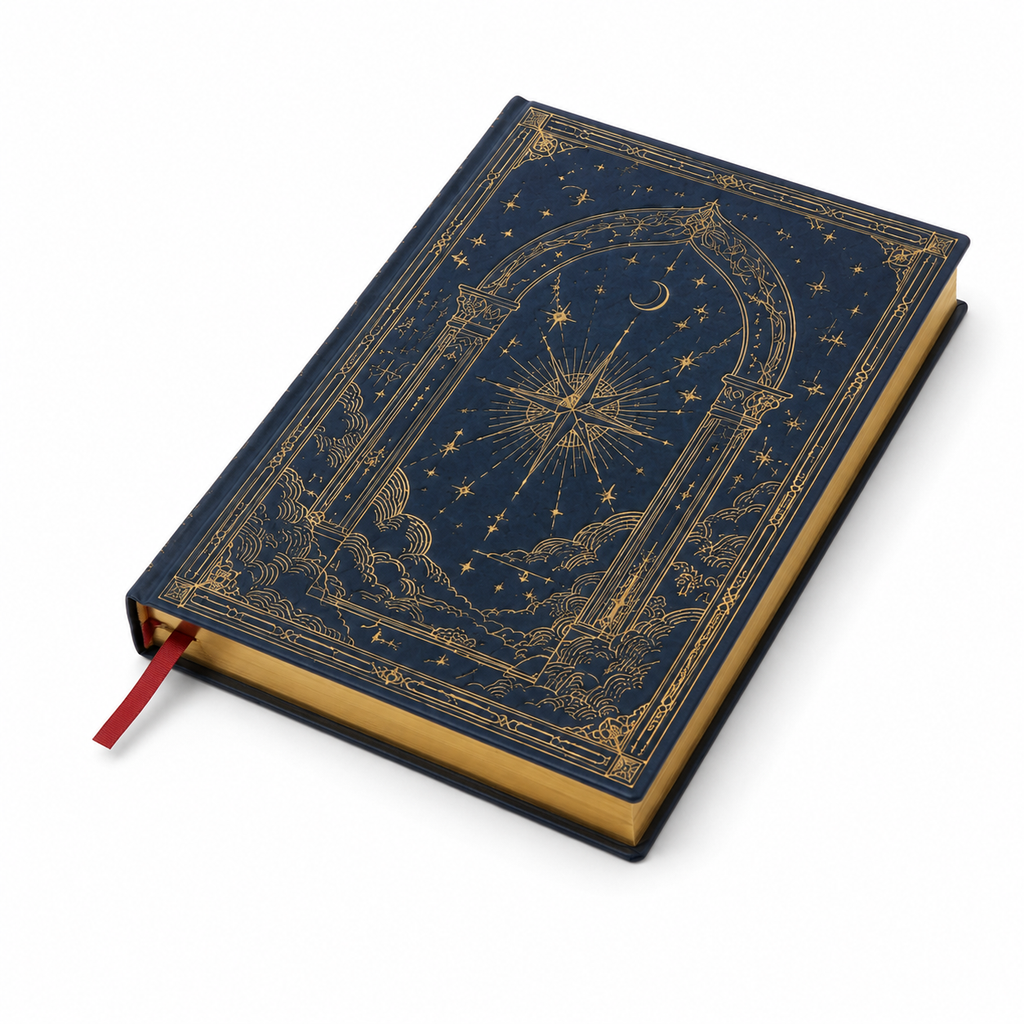 Cuaderno tapa dura con cierre elástico y cantos decorados, vista lateral