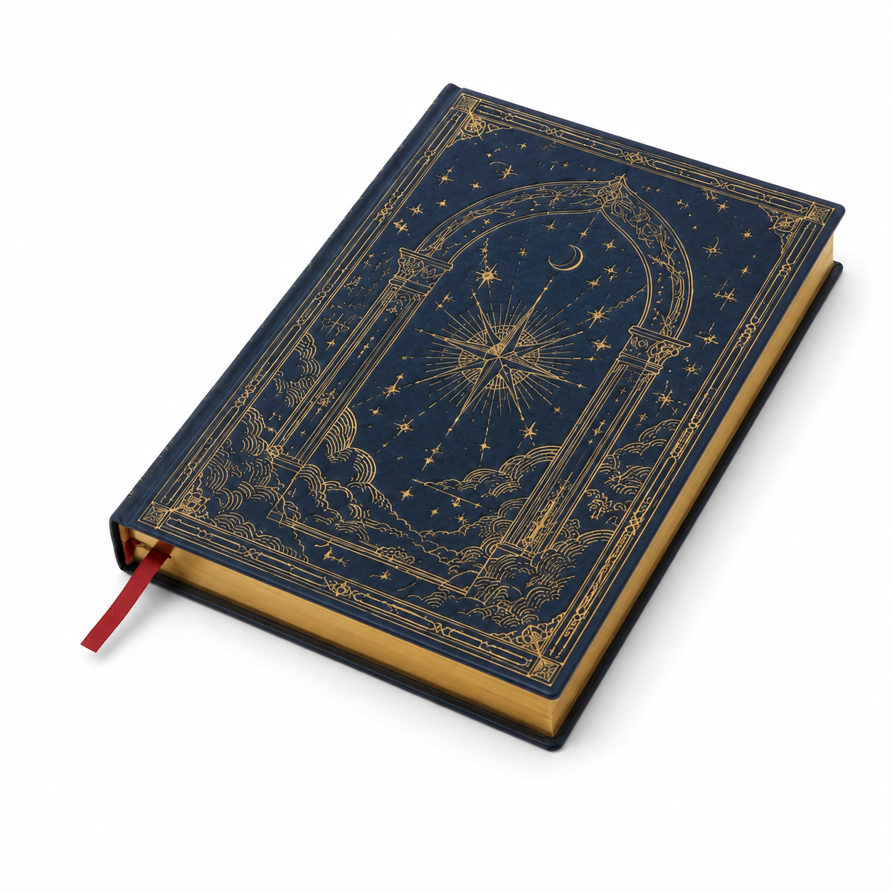 Cuaderno tapa dura con cierre elástico y cantos decorados, vista lateral