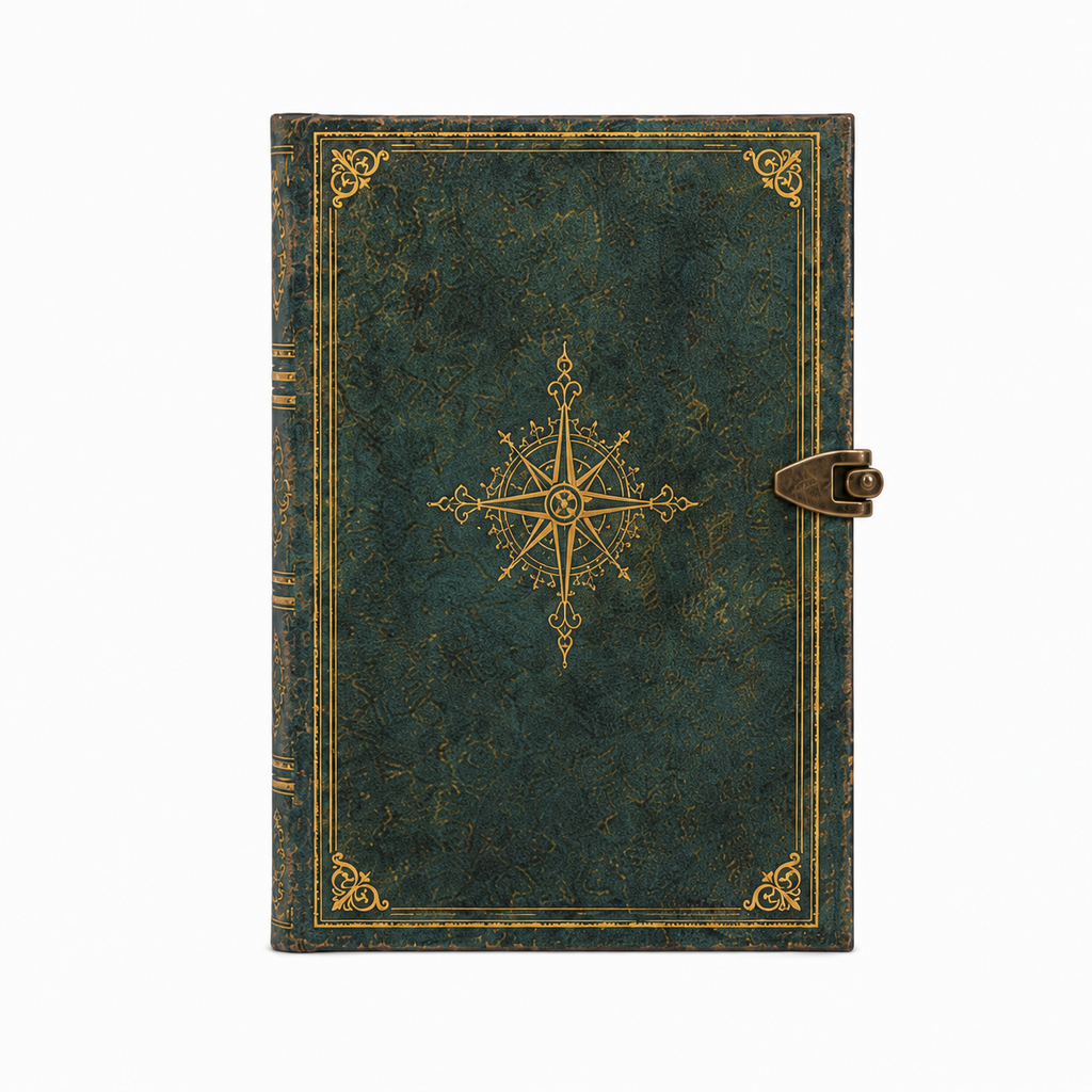 Vista trasera del cuaderno con paisaje natural continuo