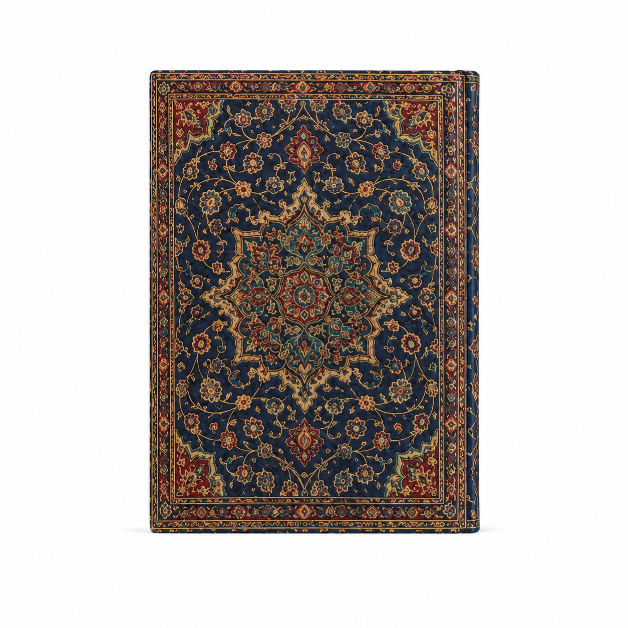 Vista trasera del cuaderno con patrón persa continuo
