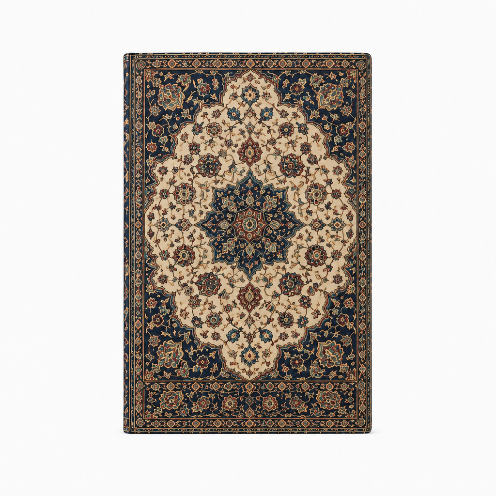 Vista trasera del cuaderno con patrón persa continuo