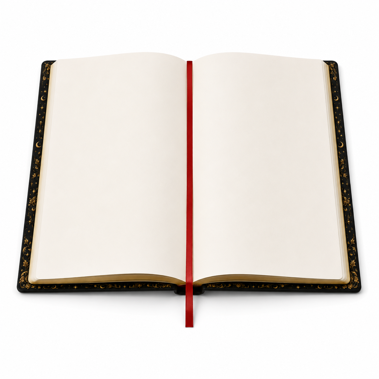 Cuaderno abierto mostrando páginas rayadas y cinta marcadora roja