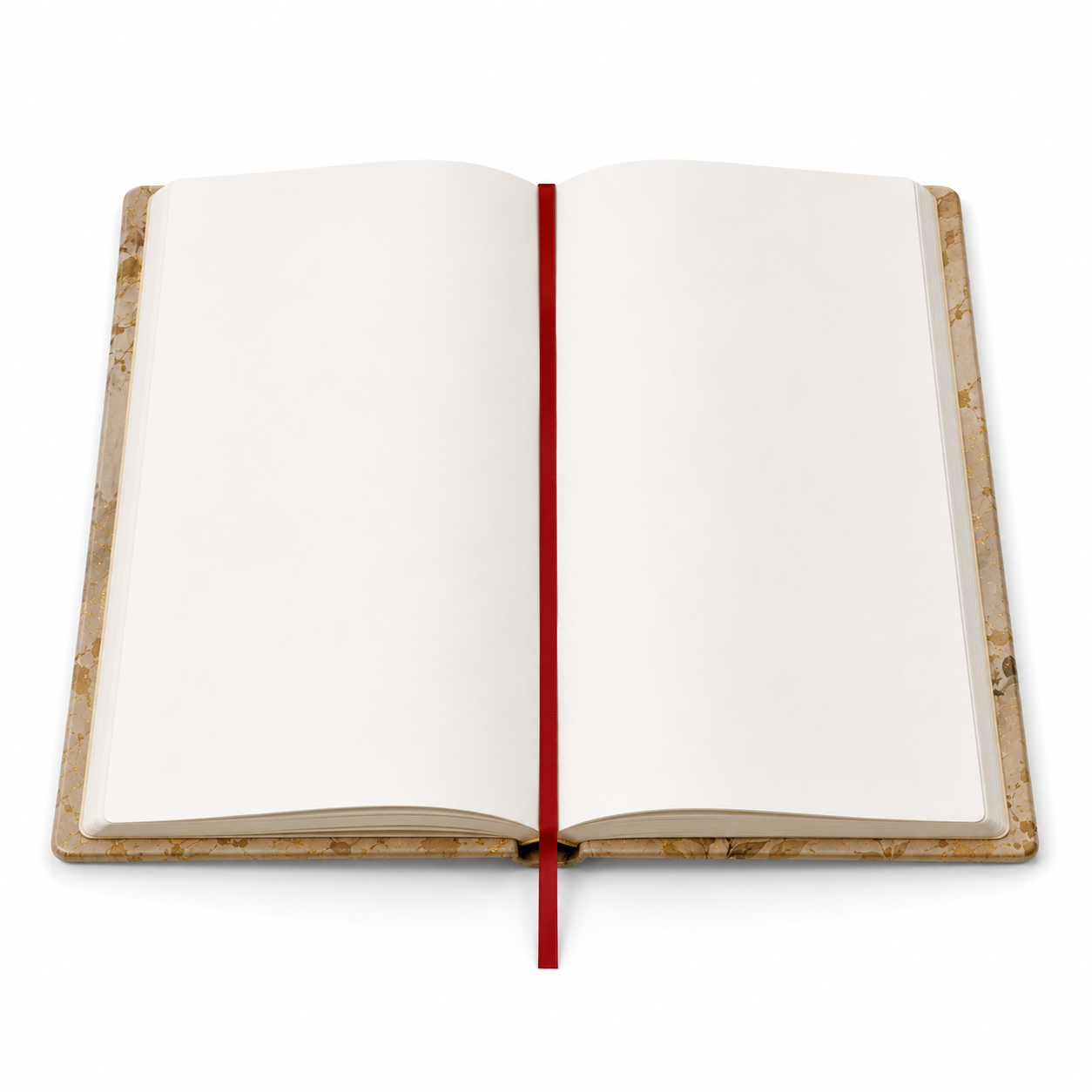 Cuaderno abierto mostrando páginas lisas color crema
