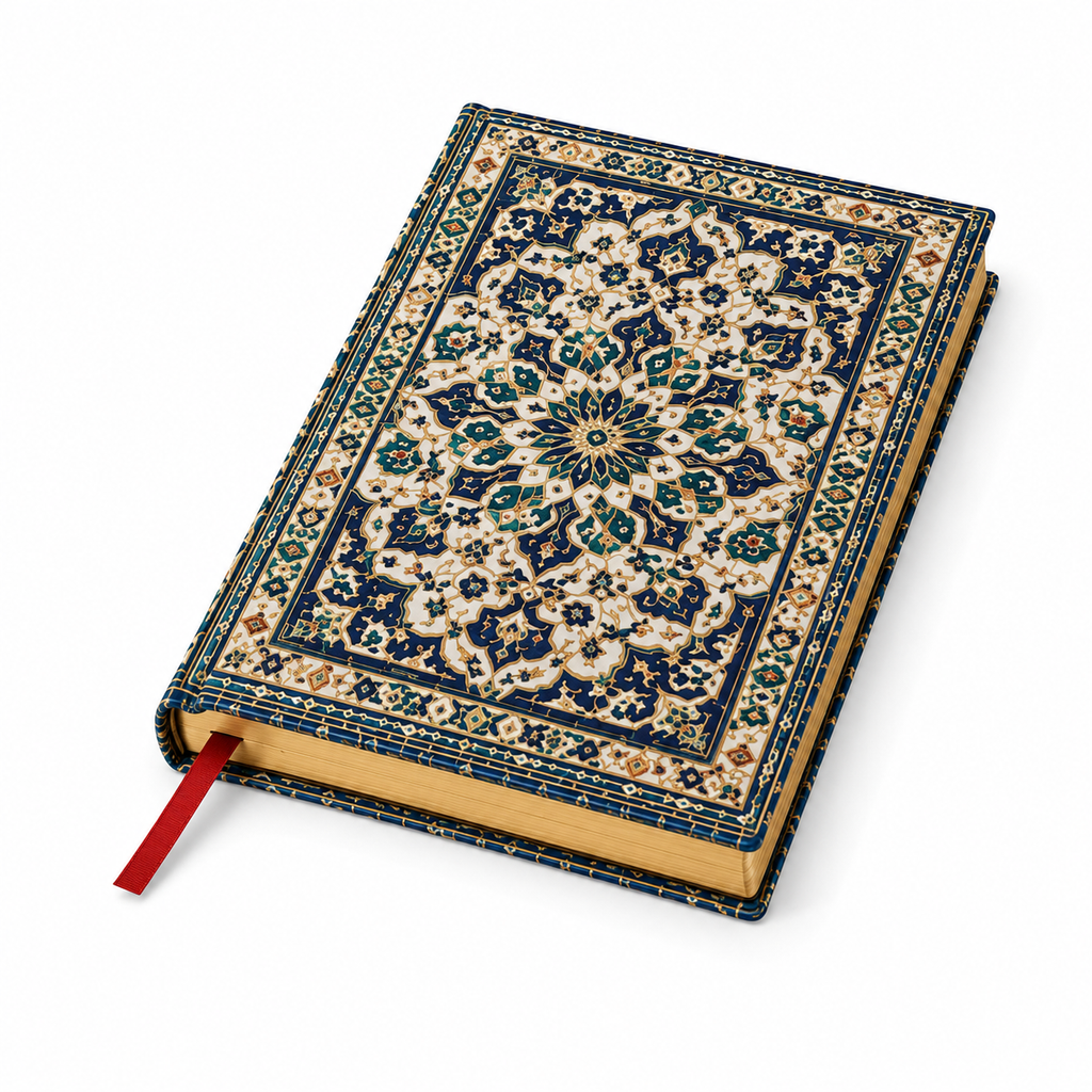 Cuaderno tapa blanda abierto mostrando papel liso color crema