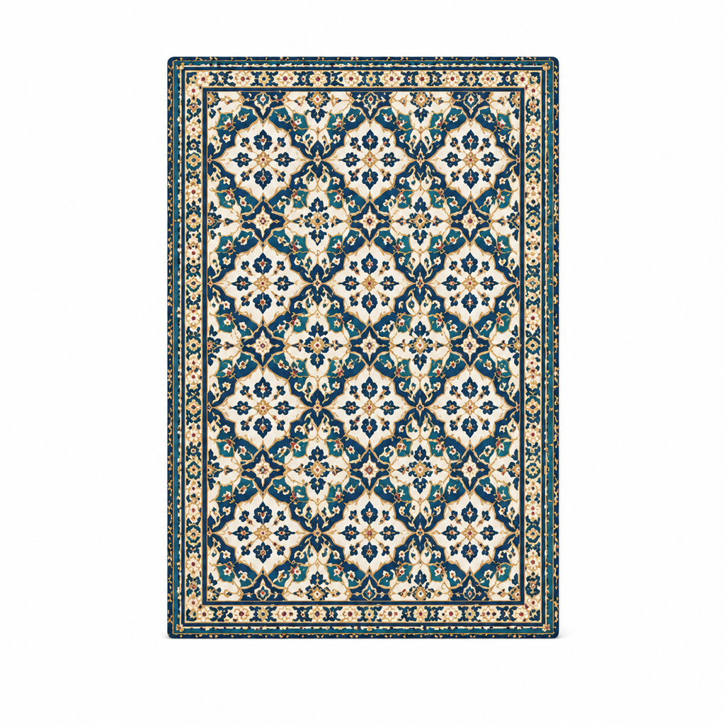 Vista trasera del cuaderno con patrón persa azul