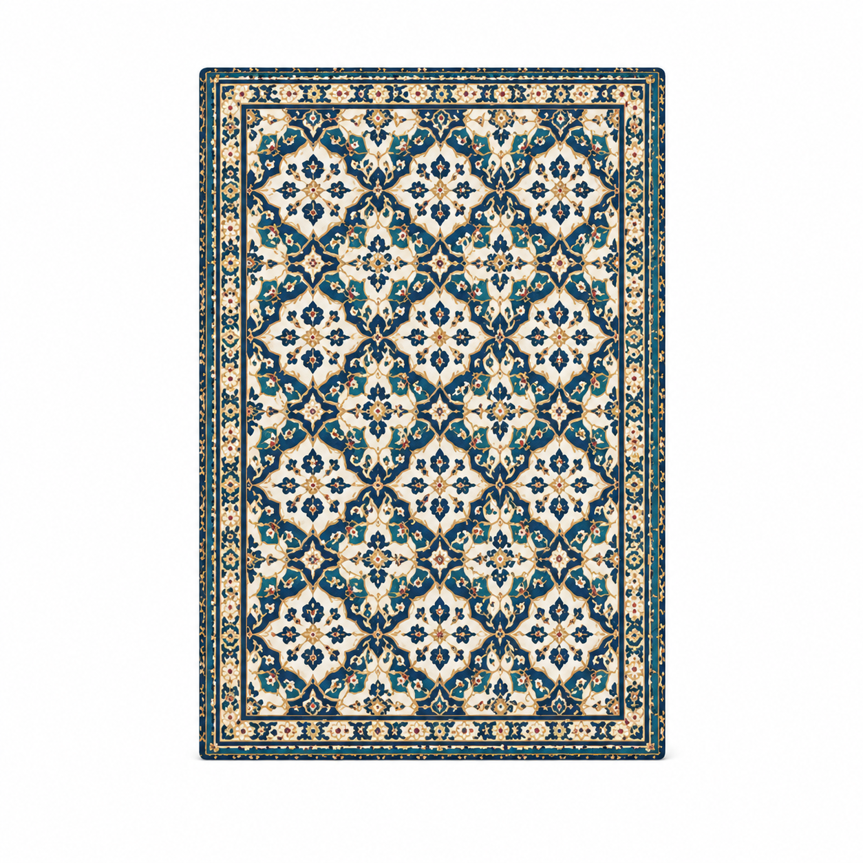 Vista trasera del cuaderno con patrón persa azul